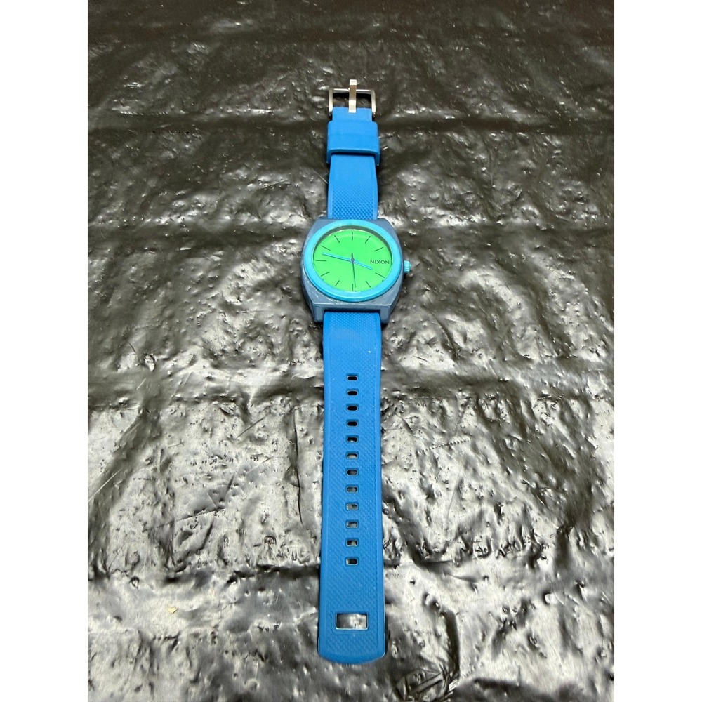 Nixon Time Teller P Quartz Wristwatch Plastic Strap Retro Blue Green Unisex